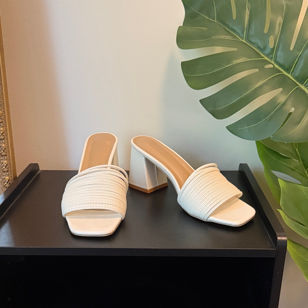 White Textured Mules (bridal)